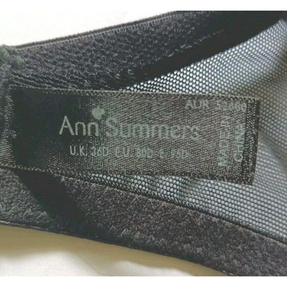 Ann Summ Bra Size 36D US UK Push Up Blue Black Lace Ruffled Bows Removable Pads - Picture 4 of 8